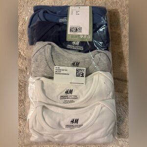 H&M Kids' Organic Cotton Shirt Pack - Blue, Gray, White